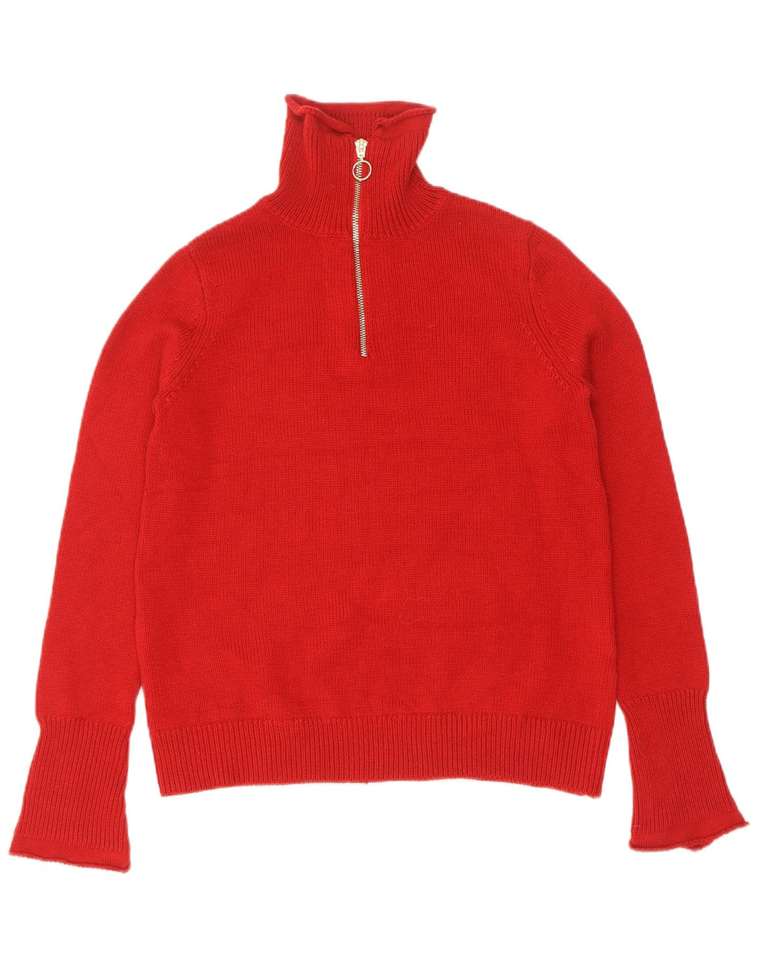 Maglione Zara da donna con collo e zip UK 14 grande poliestere rosso