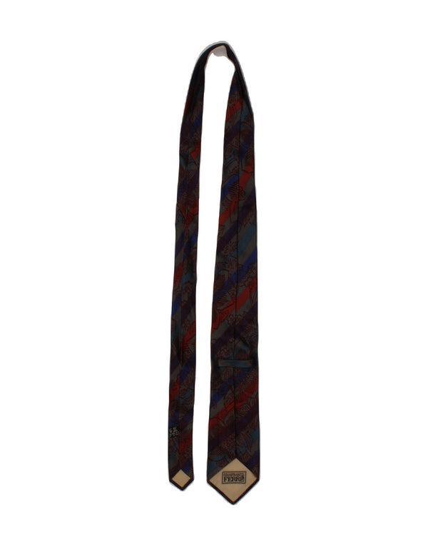 FENDI Mens Tie One Size Multicoloured Striped Silk
