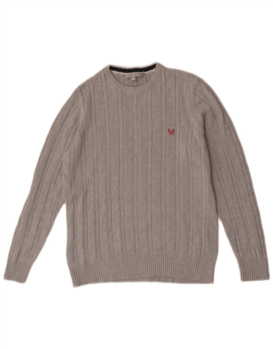 Crew Clothing Maglione girocollo da uomo in cotone grigio grande