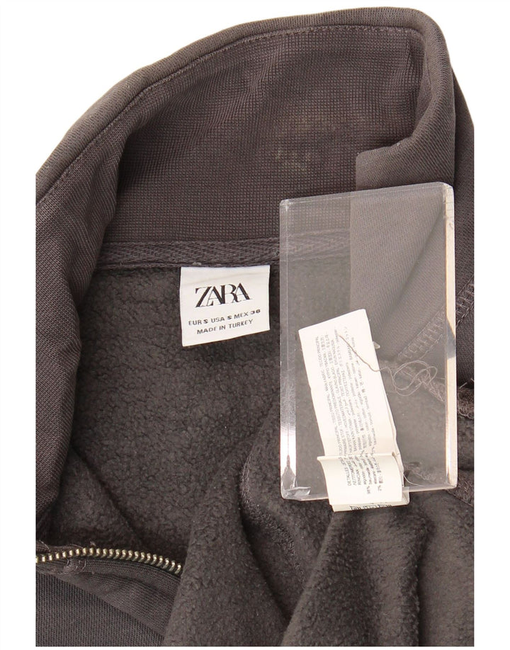 Felpa Zara da uomo con collo con zip, maglione piccolo in poliestere grigio