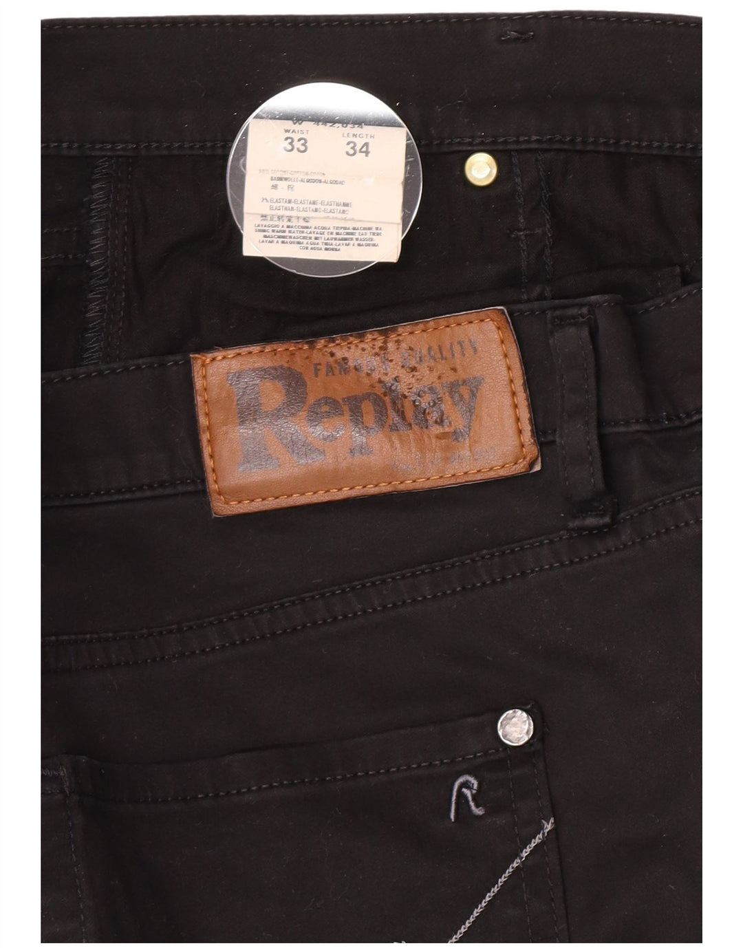 Pantaloni casual Bootcut da donna Replay W33 L29 cotone nero
