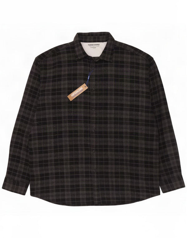 Jack & Jones Camicia da uomo in flanella vestibilità ampia a quadri 2XL Cotone scozzese grigio