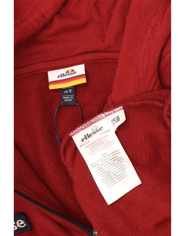 ELLESSE Maglia da uomo con cappuccio e zip sul collo, piccola, in cotone rosso