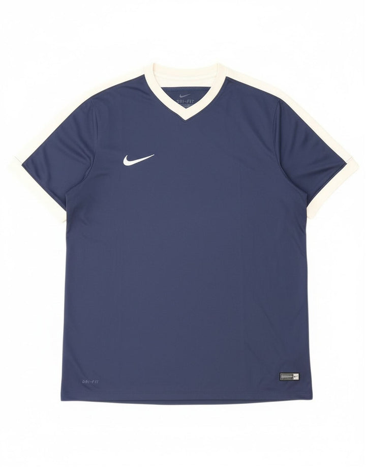 T-shirt Nike Dri Fit da uomo XL XL in poliestere color block blu navy