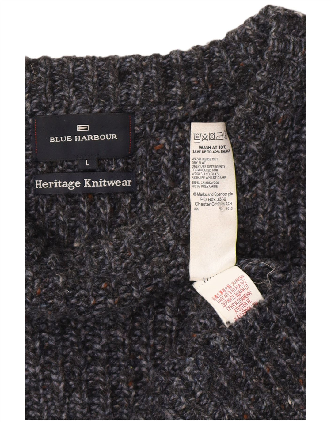 Marks & Spencer maglione da uomo con scollo a barca blu Harbour grande blu navy