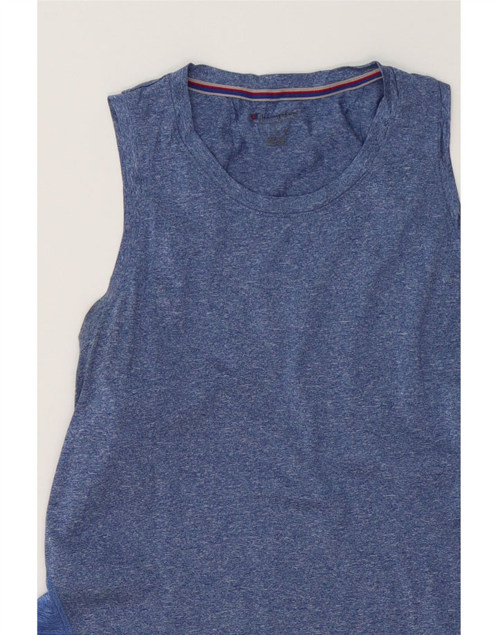 CHAMPION Womens Vest Top UK 14 Large Blue Colourblock Vintage Champion and Second-Hand Champion from Messina Hembry 