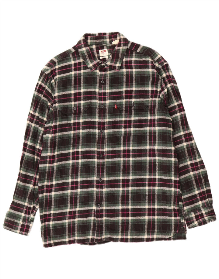 Levi's Camicia da uomo in flanella dalla vestibilità rilassata, in cotone a quadri multicolore grande