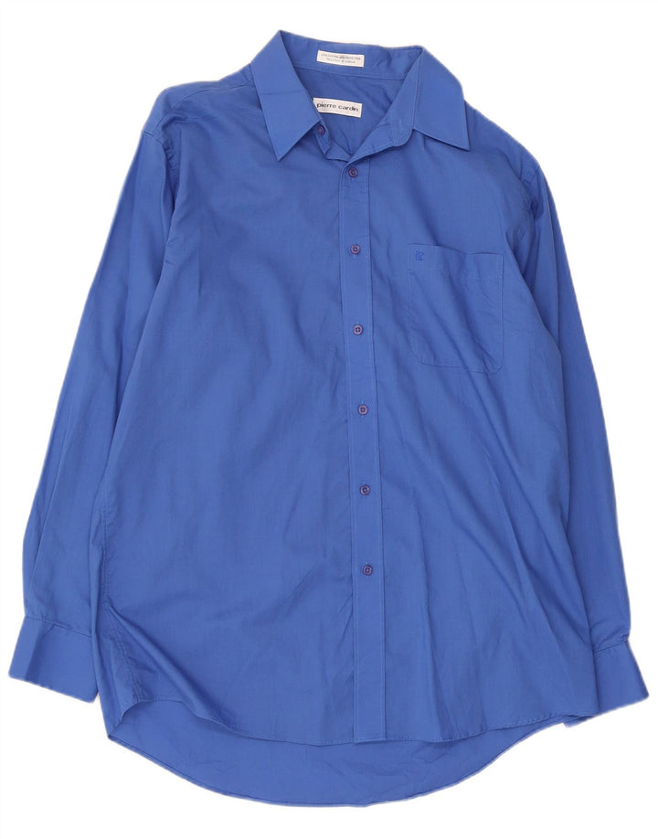 PIERRE CARDIN Camicia da uomo Taglia 15 1/2 Cotone blu medio