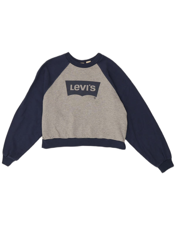 Levi's Donna Felpa con grafica oversize Maglione UK 10 Piccolo Grigio