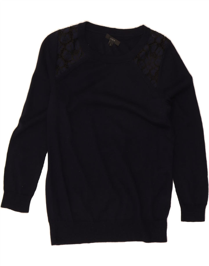 J. CREW Womens Crew Neck Jumper Sweater UK 10 Small Navy Blue Wool Vintage J. Crew and Second-Hand J. Crew from Messina Hembry 