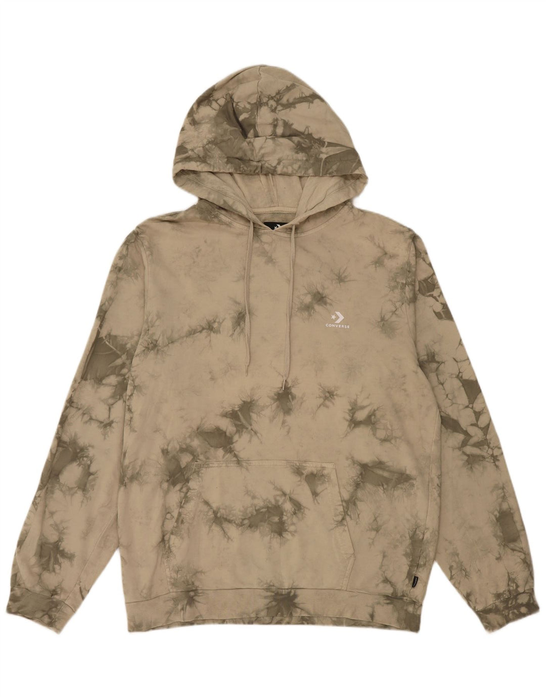 Converse Felpa con cappuccio da uomo Maglione grande verde in cotone tie-dye