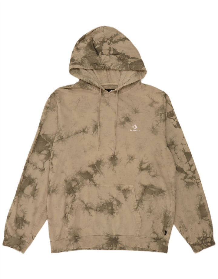 Converse Felpa con cappuccio da uomo Maglione grande verde in cotone tie-dye