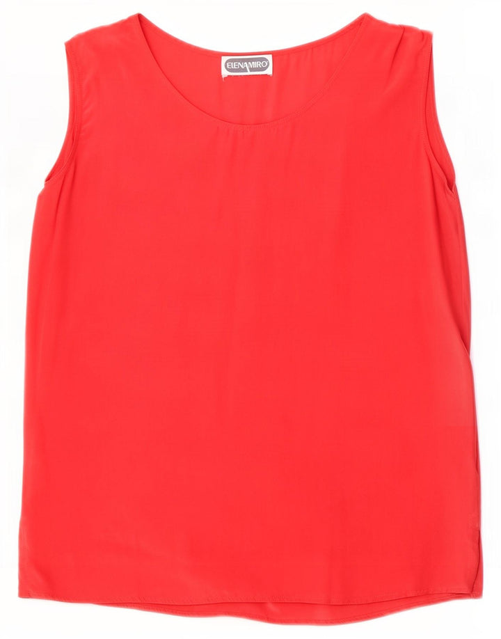 ELENA MIRO Camicetta senza maniche da donna UK 16 Large Rosso Seta