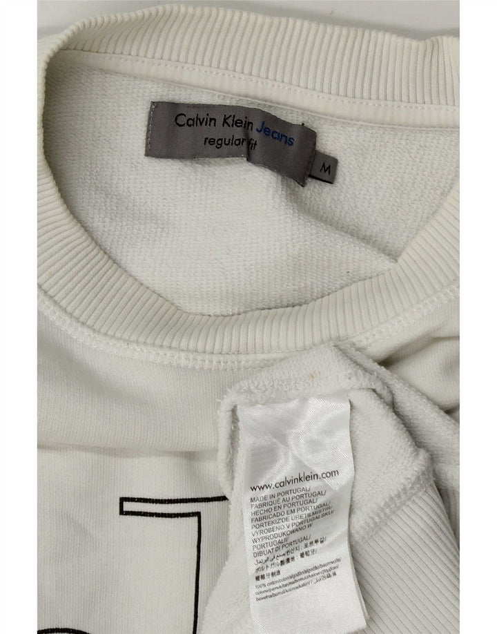 Felpa da uomo con vestibilità regolare grafica Calvin Klein Jeans bianco medio