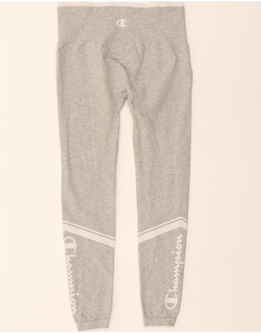 CHAMPION Womens Graphic Leggings UK 12 Medium Grey Colourblock Cotton Vintage Champion and Second-Hand Champion from Messina Hembry 