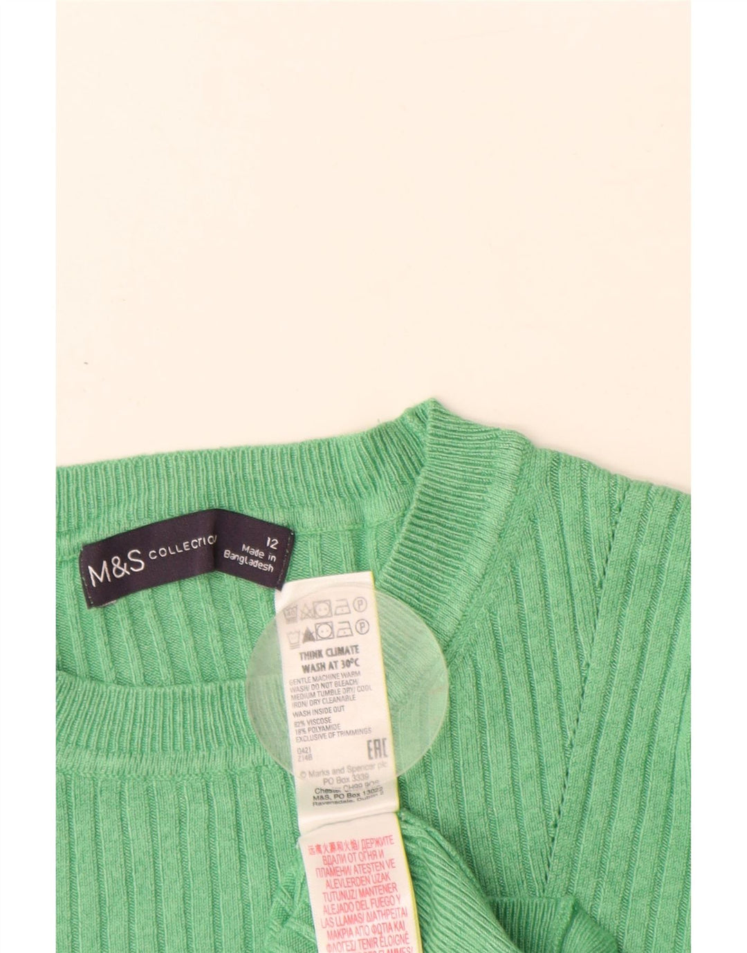 MARKS & SPENCER Maglione girocollo da donna UK 12 Verde medio