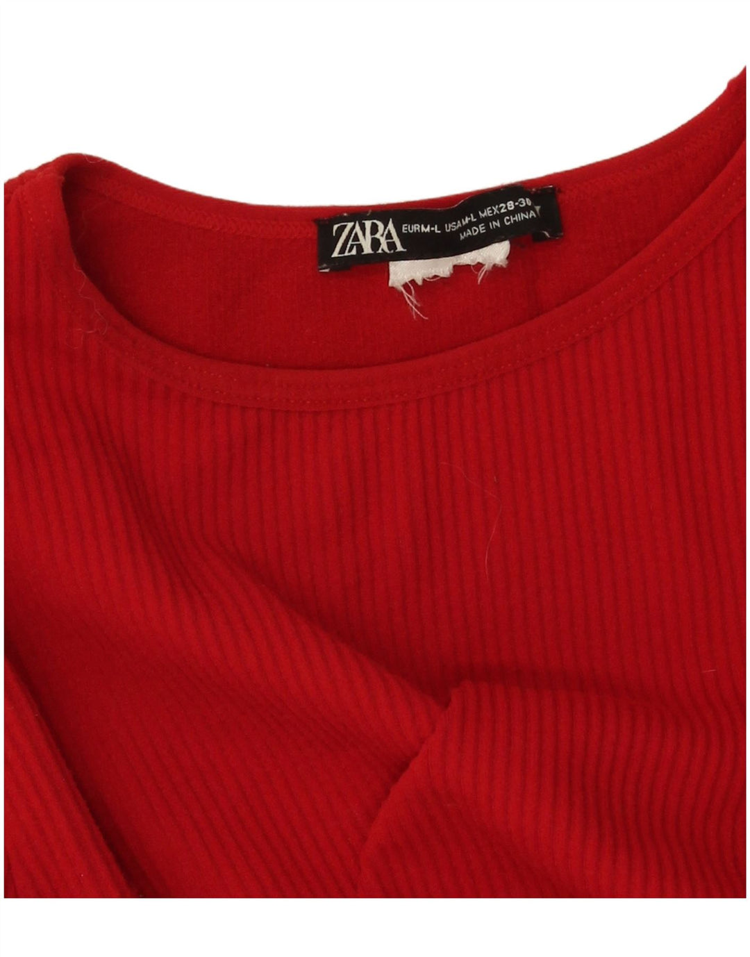 Top corto a maniche lunghe da donna Zara UK 12 rosso medio