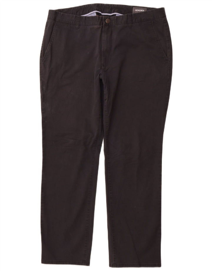 Pantaloni chino dritti da uomo BONOBOS W38 L30 cotone blu navy