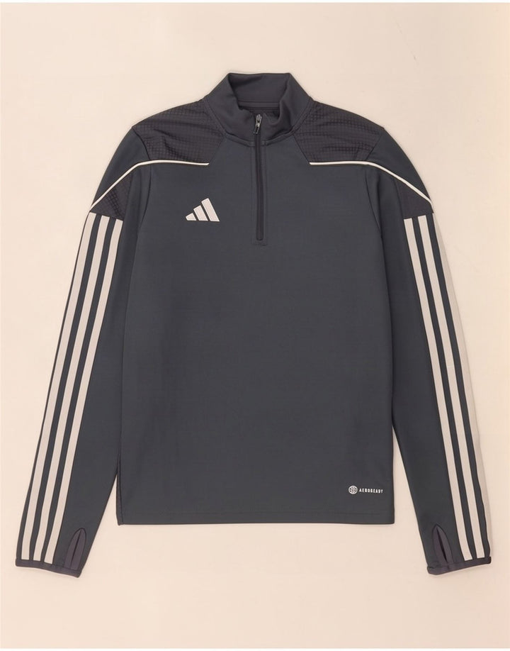Top della tuta da ginnastica Adidas Aeroready Zip Neck Pullover da bambino 11-12 anni Grigia