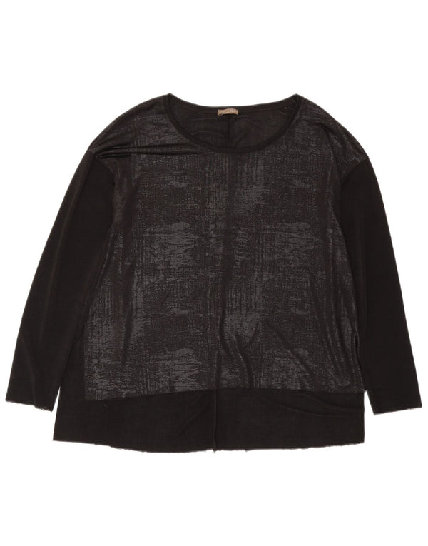 Top Zara da donna a vestibilità ampia a maniche lunghe UK 14 medio nero geometrico