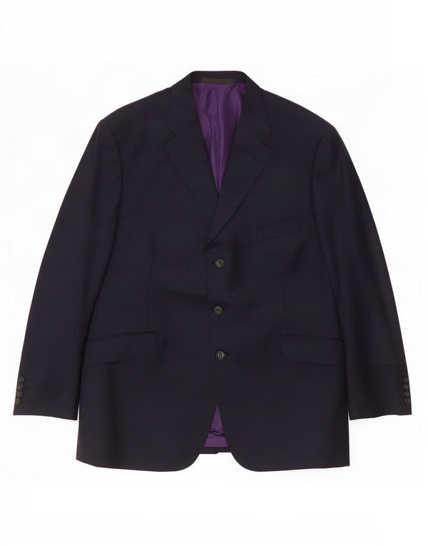 Marks & Spencer Mens 3 Button Blazer Jacket UK 44 XL Navy Blue Wool