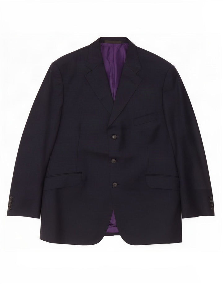 Giacca blazer a 3 bottoni Marks & Spencer da uomo UK 44 XL lana blu navy