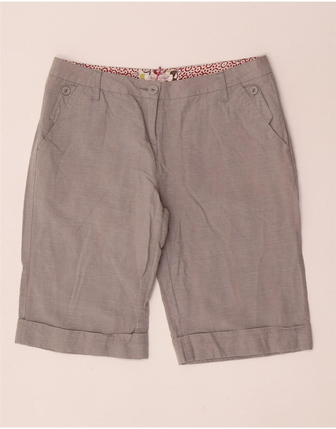 Pantaloncini chino da donna WHITE STUFF UK 14 Large W32 Lino grigio