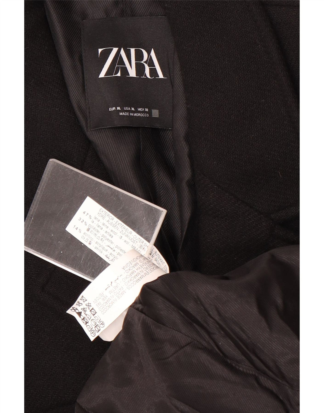 Cappotto Zara da donna UK 18 XL in lana nera