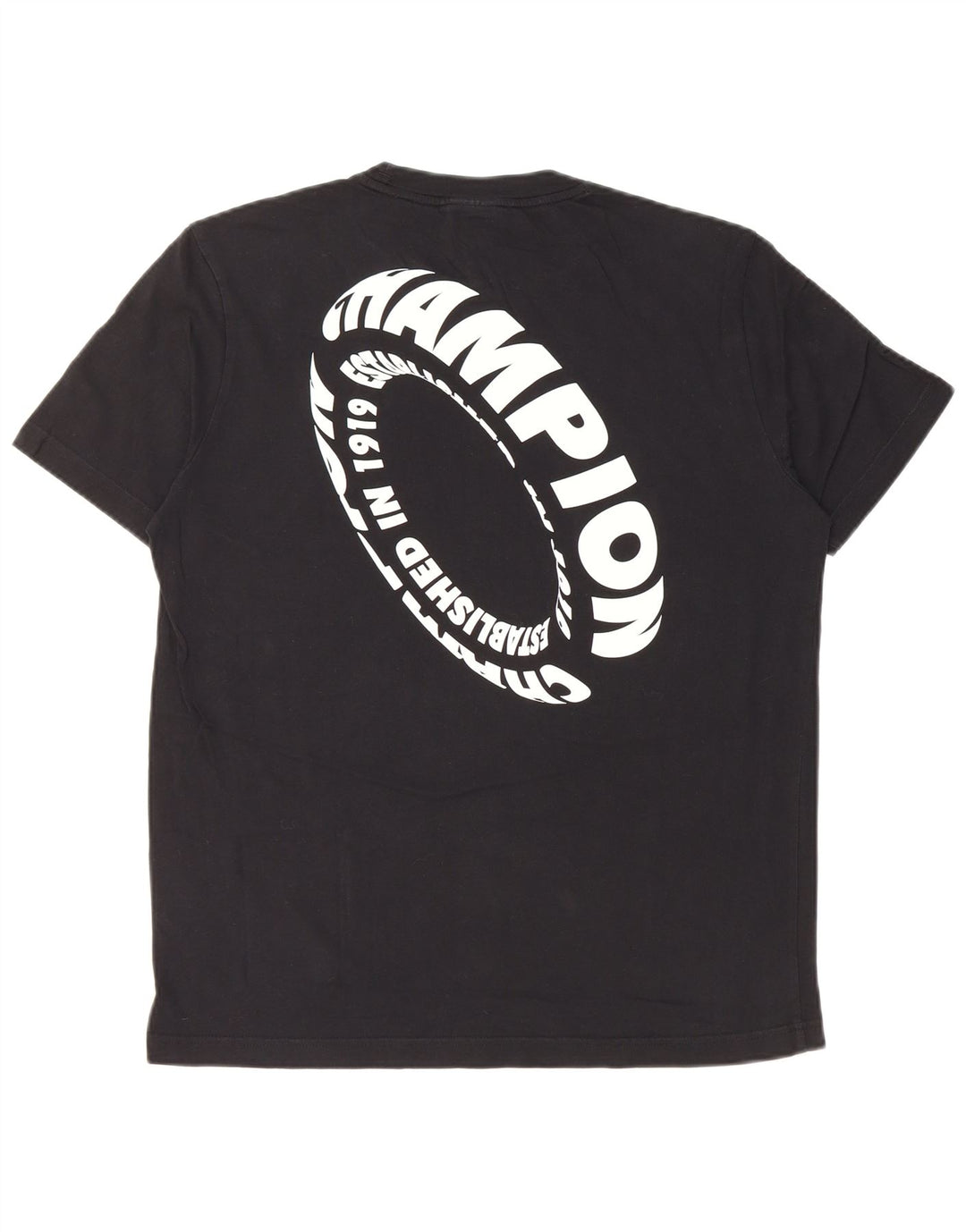 T-shirt grafica da uomo Champion Top in cotone nero medio