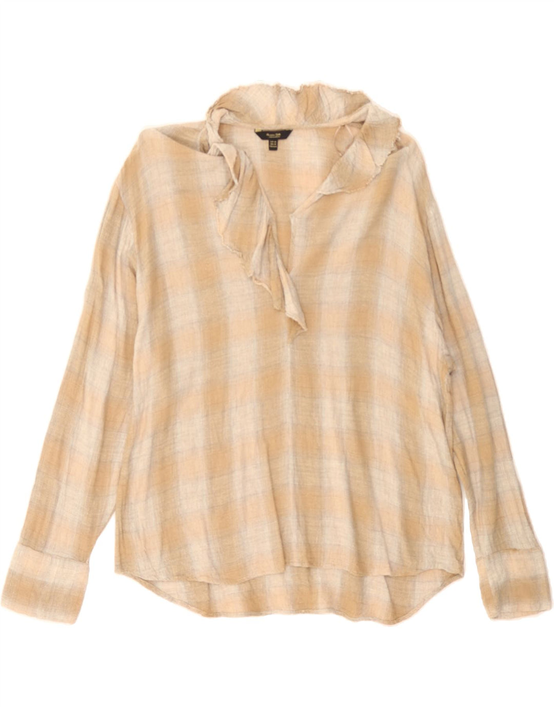 MASSIMO DUTTI Womens Pullover Shirt UK 6 XS Beige Check Viscose Vintage Massimo Dutti and Second-Hand Massimo Dutti from Messina Hembry 