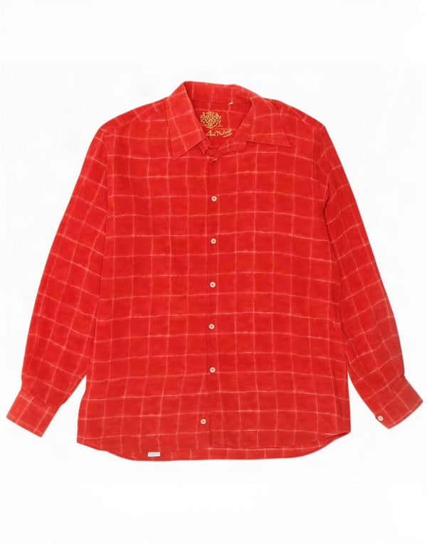 Camicia Morris da uomo XL in seta a righe rosse