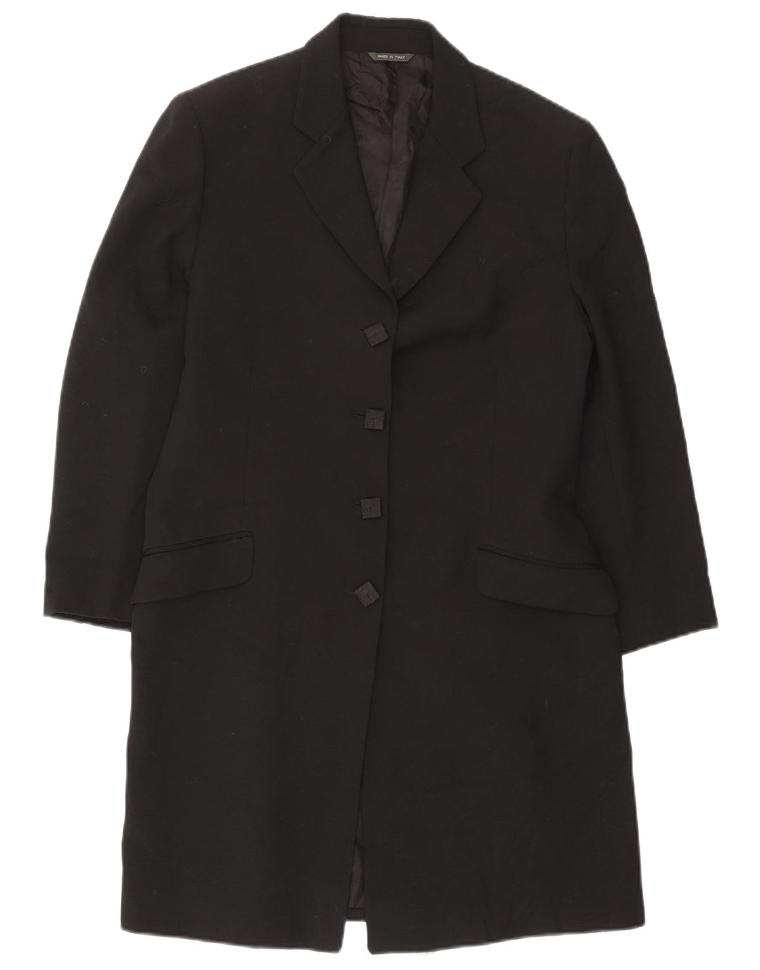 Giacca blazer vintage da donna lunga a 4 bottoni UK 14 media nera