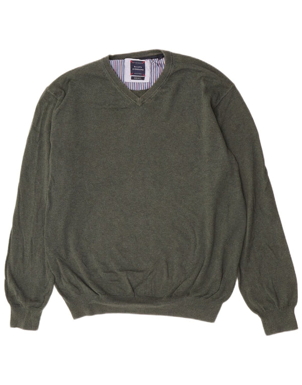 Maglione vintage da uomo con scollo a V vestibilità regolare XL cotone verde