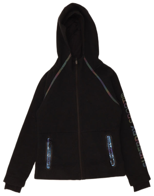 Felpa con cappuccio e zip grafica da donna Superdry UK 10 Small Poliestere nero