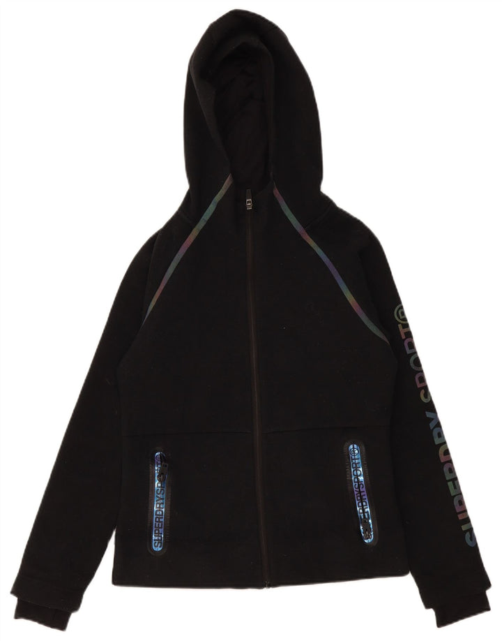 Felpa con cappuccio e zip grafica da donna Superdry UK 10 Small Poliestere nero
