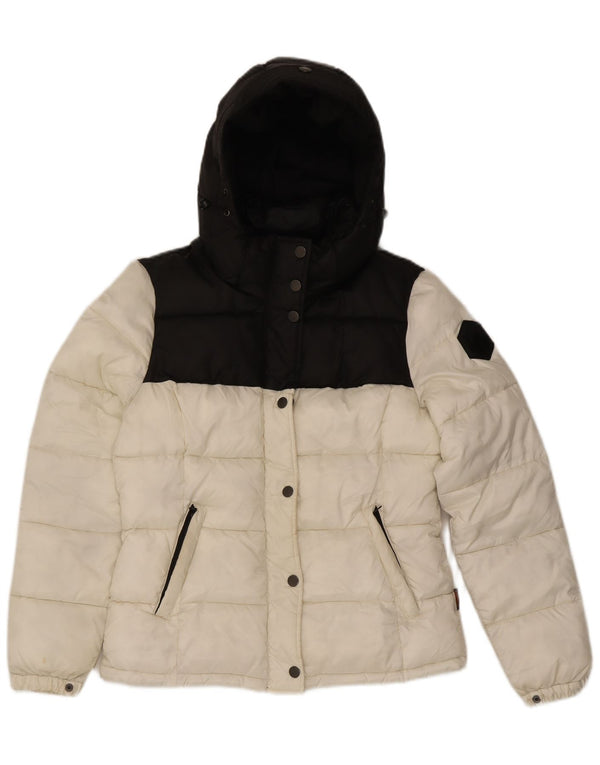Giacca imbottita con cappuccio da donna Lumberjack IT 42 Medium White Colourblock