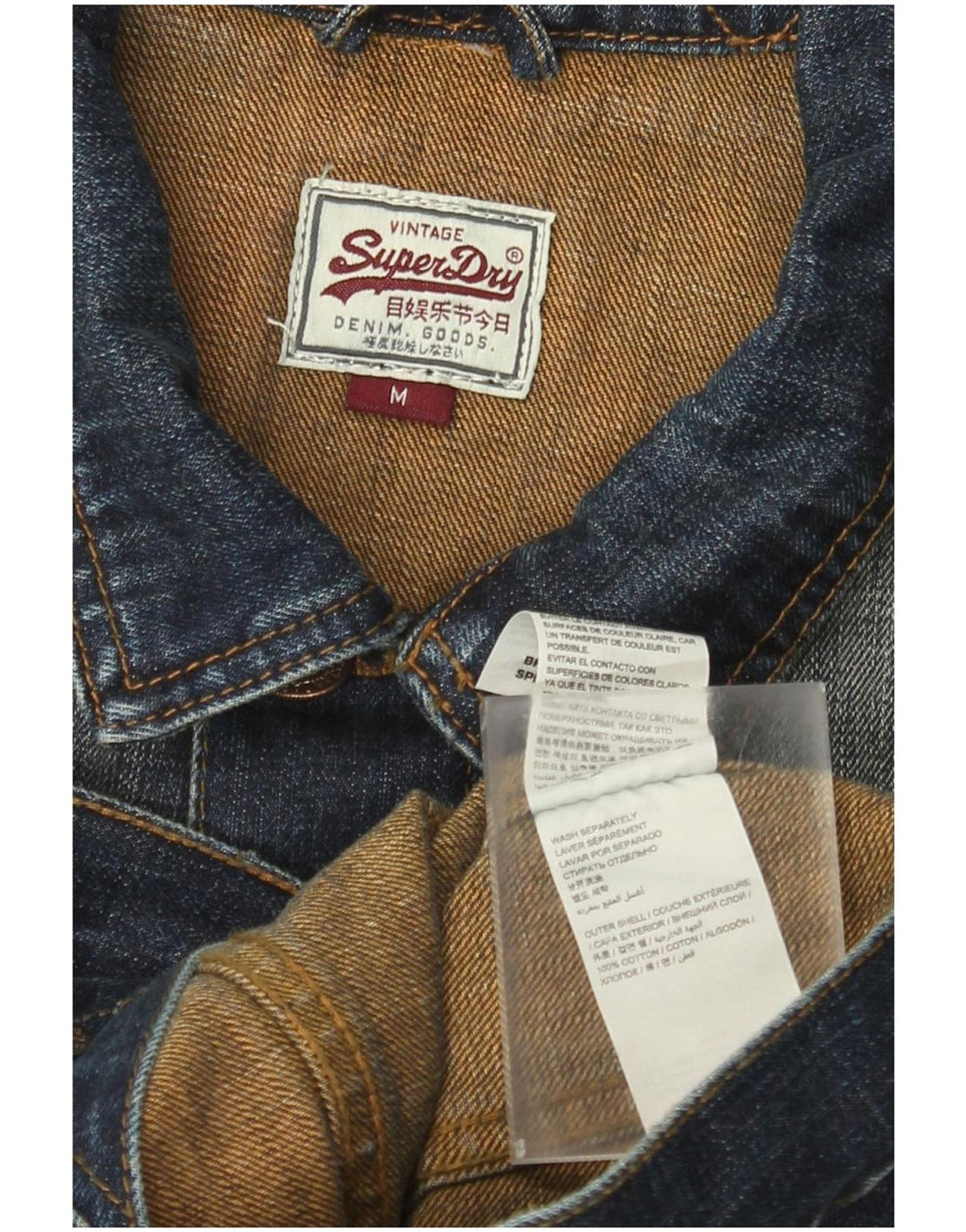 Giacca di jeans da uomo Superdry UK 38 cotone blu navy medio