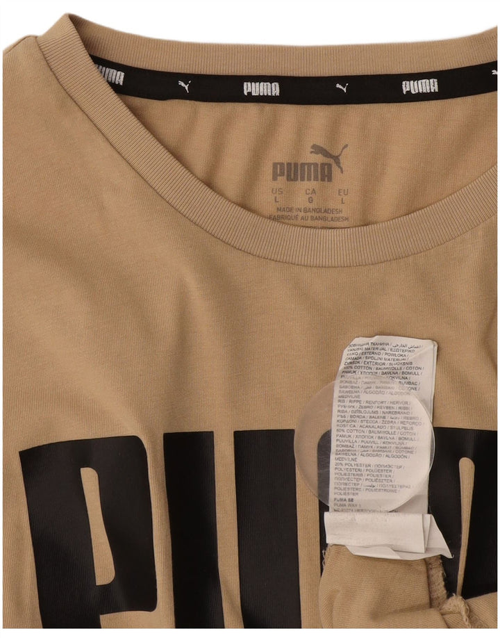 Puma T-shirt grafica da uomo grande in cotone beige