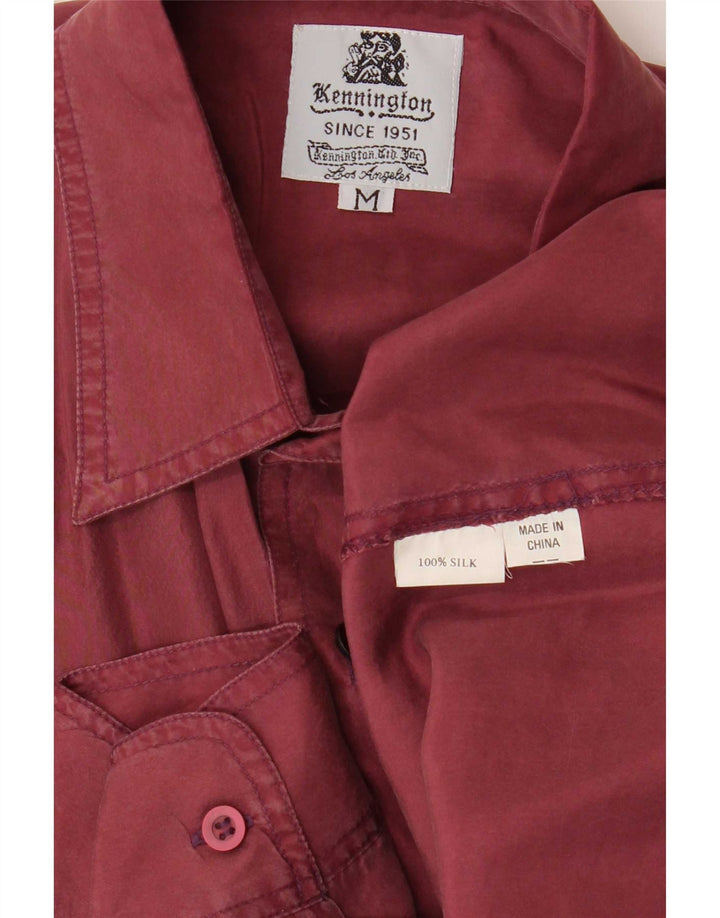 Camicia Kennington da uomo in seta bordeaux medio