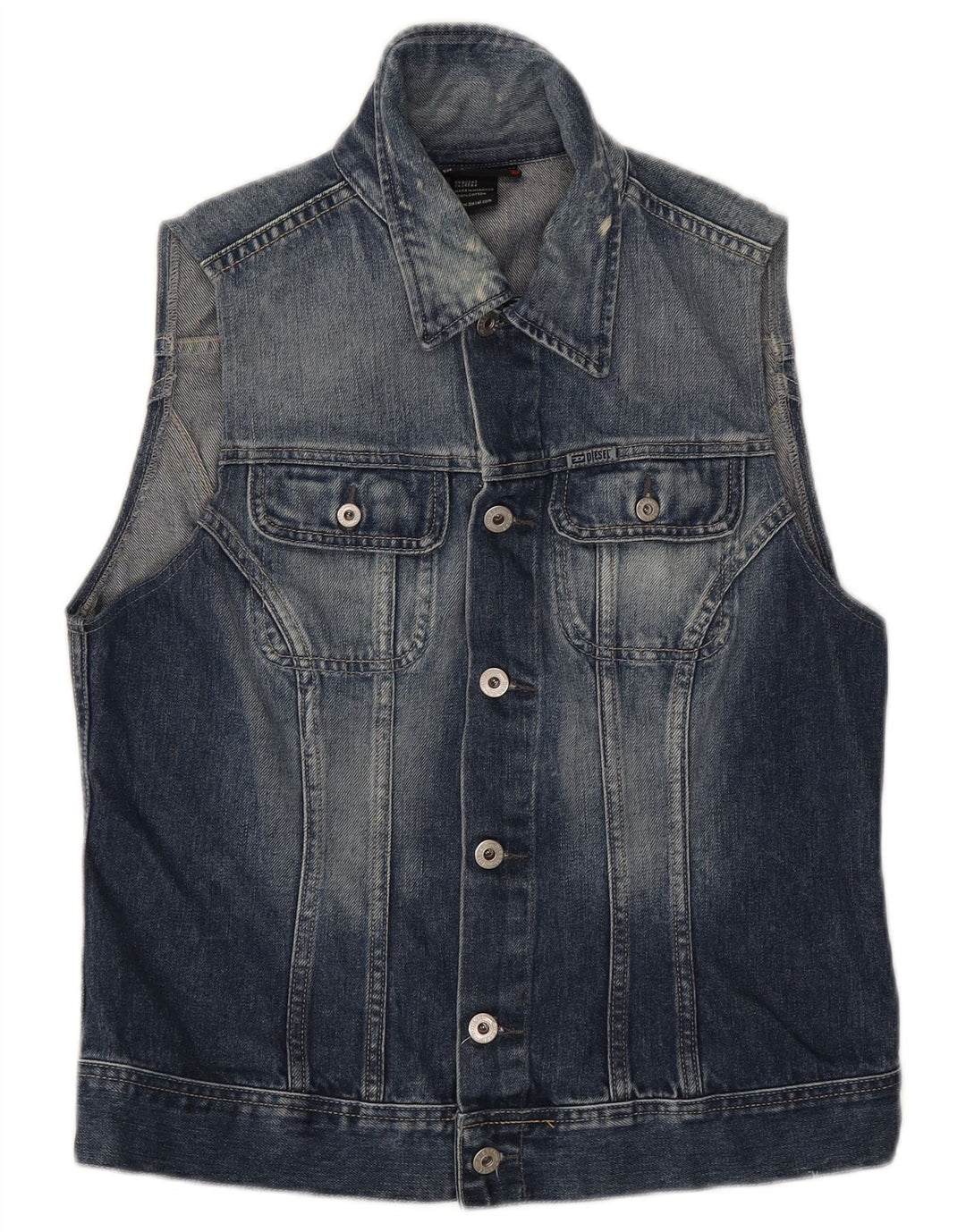 Gilet in denim da uomo Diesel UK 40 grande in cotone blu