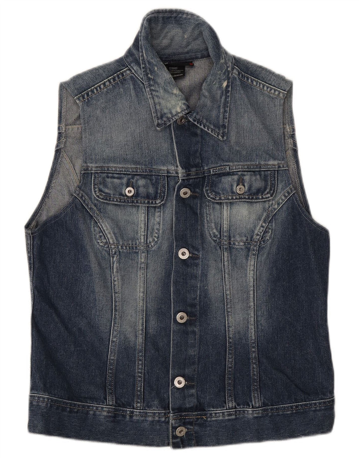 Gilet in denim da uomo Diesel UK 40 grande in cotone blu