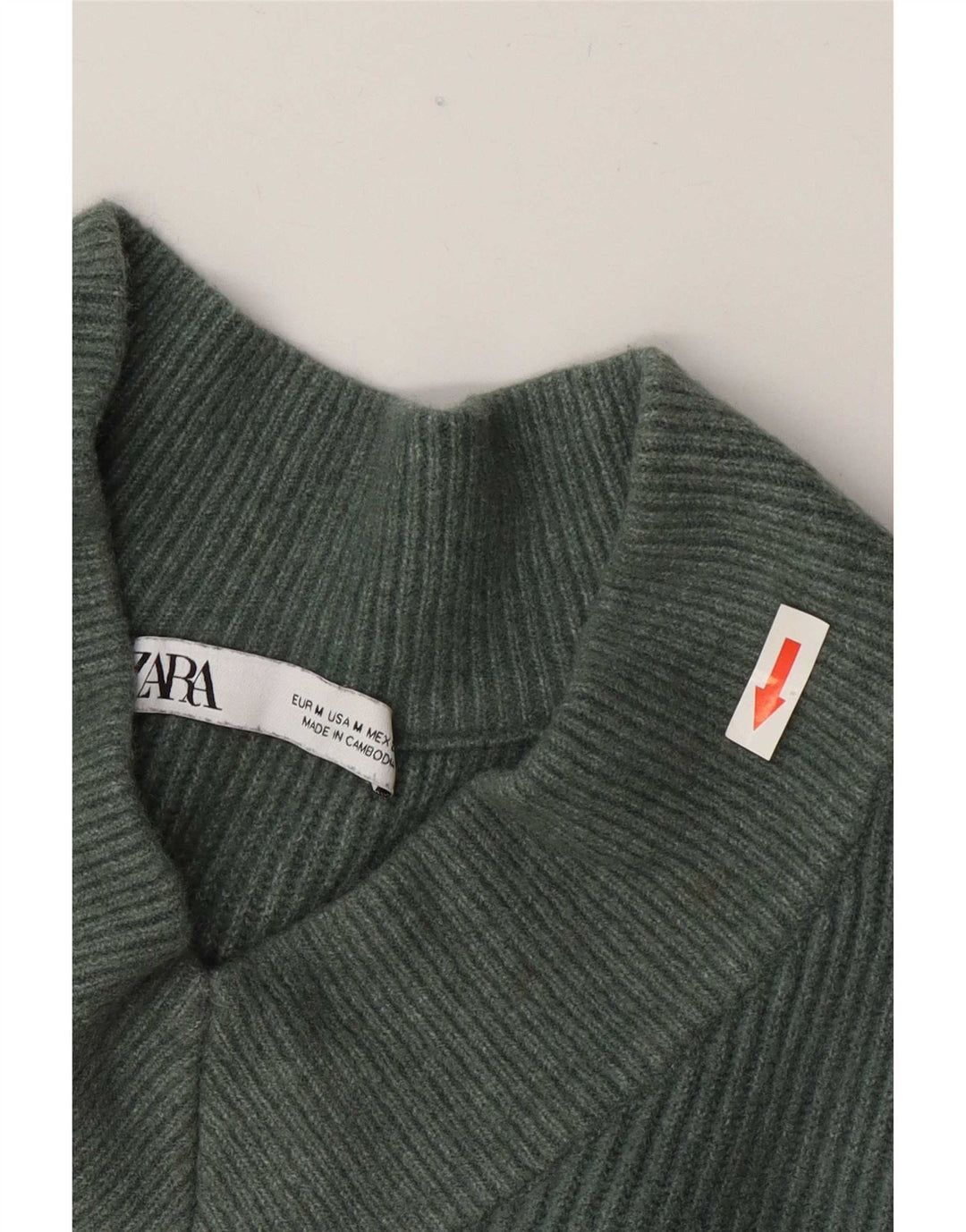 Maglione oversize con scollo a V da donna Zara UK 14 Acrilico verde medio