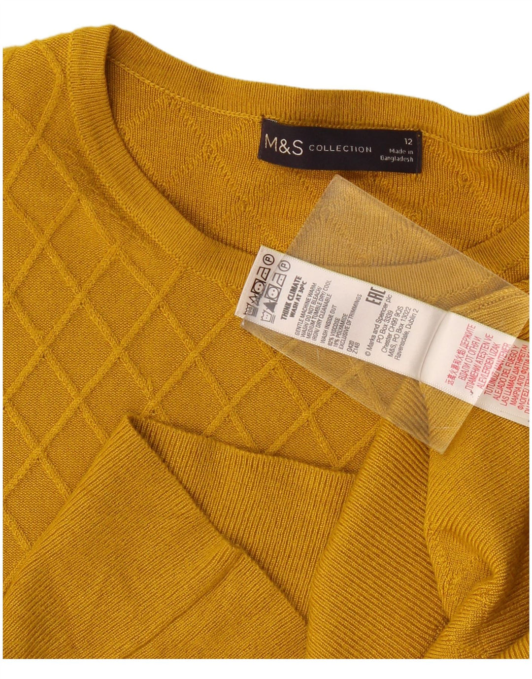 Maglione maglione con scollo a barca da donna Marks & Spencer UK 12 giallo medio