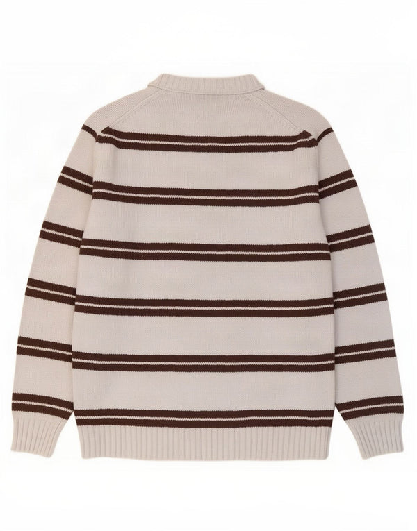 Maglione Zara da uomo con scollo a V XL in cotone a righe blu