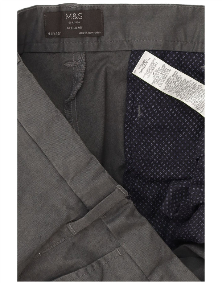 MARKS & SPENCER Pantaloni chino vestibilità regolare da uomo W44 L33 Cotone grigio