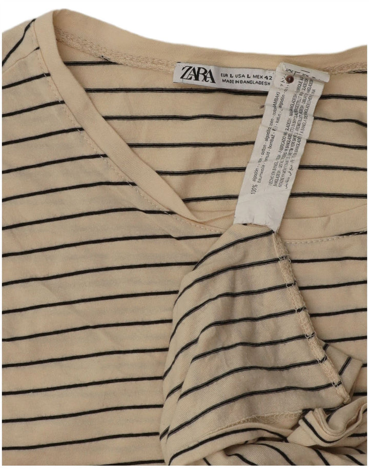 T-shirt Zara da uomo Top grande in cotone a righe beige