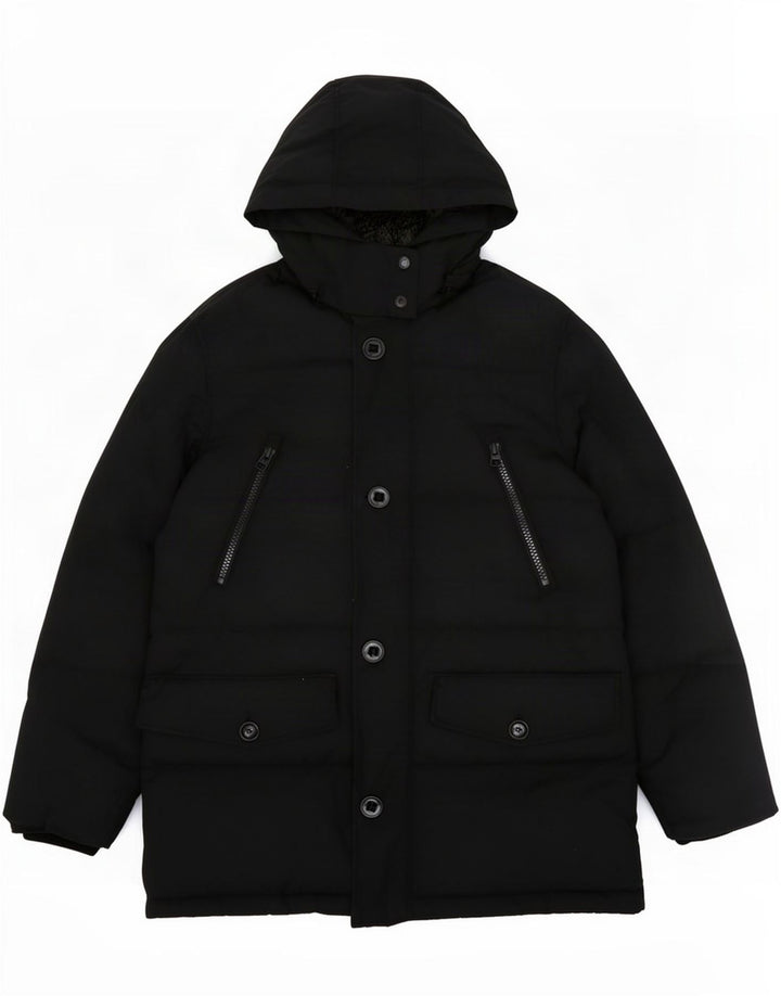 Cappotto imbottito con cappuccio da uomo Marks & Spencer UK 40 grande poliestere nero