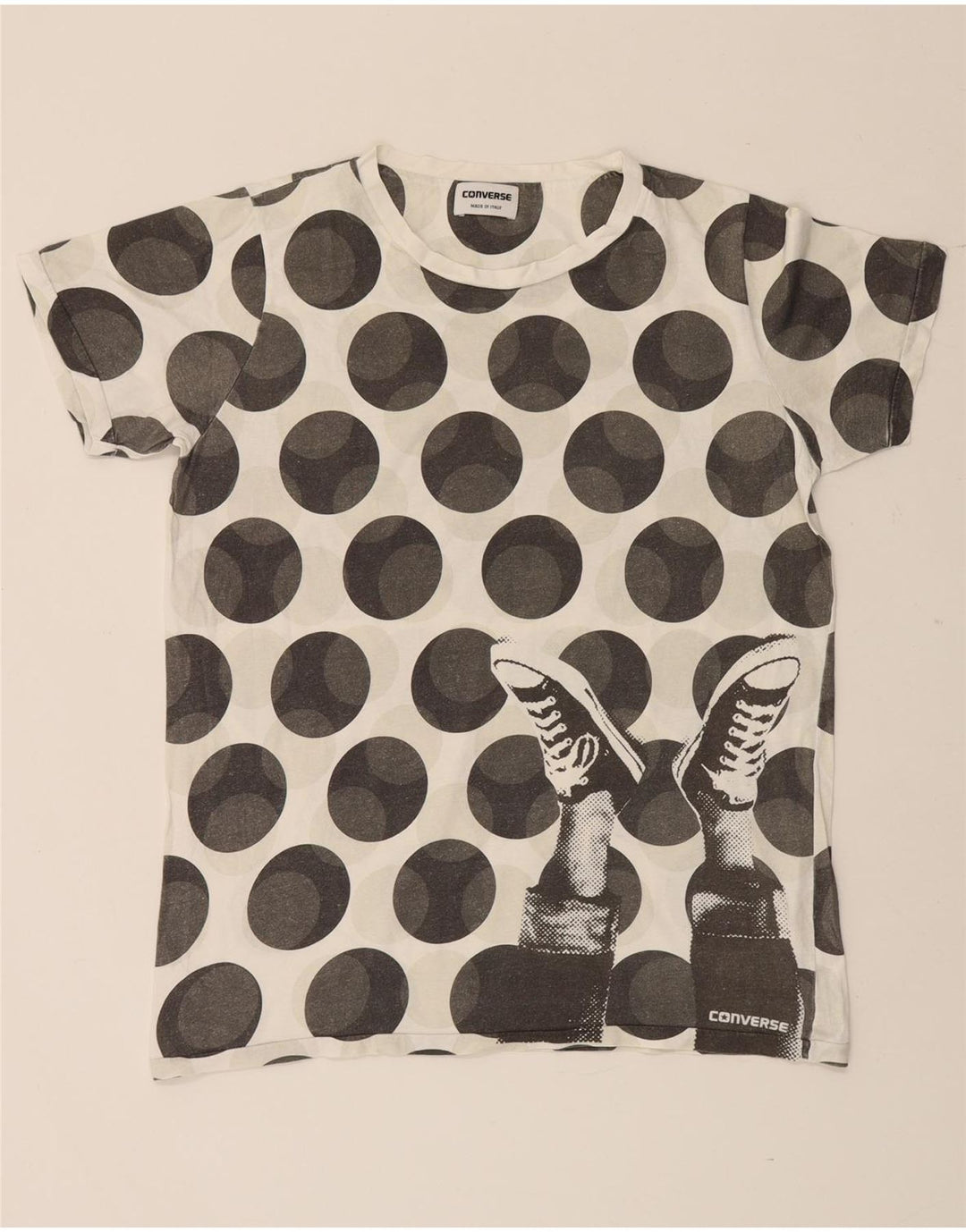 T-shirt grafica da uomo Converse Top grande in cotone maculato bianco