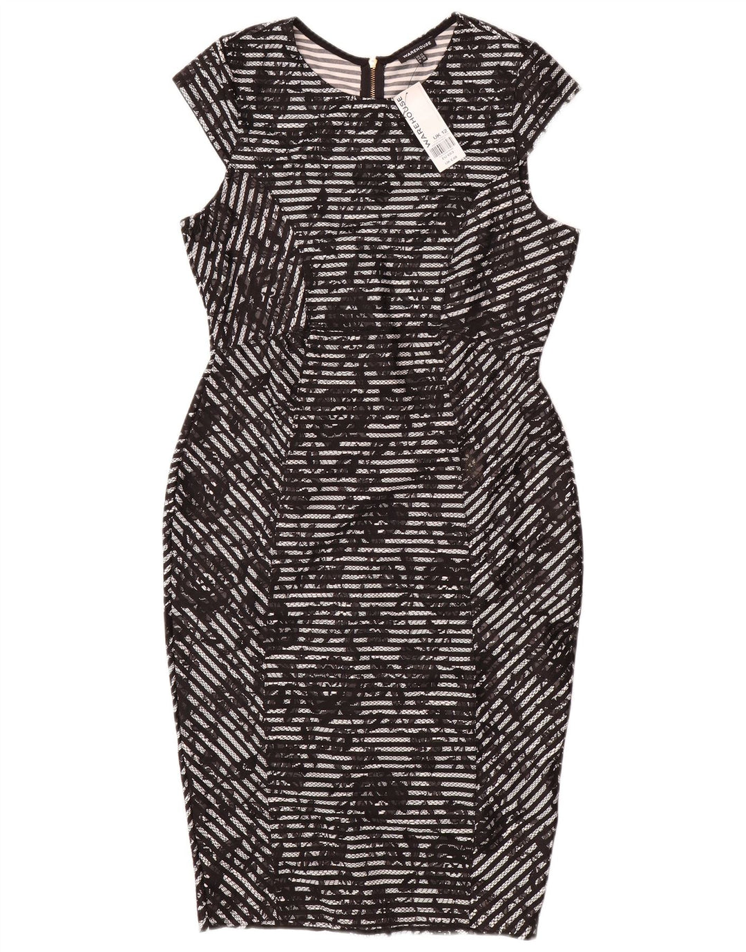 Abito aderente da donna Warehouse UK 12 Poliestere floreale nero medio