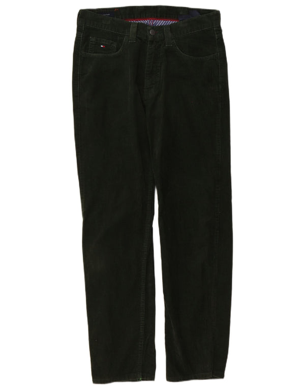 Pantaloni dritti in velluto a coste da uomo Tommy Hilfiger W31 L32 cotone verde